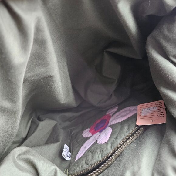 RT Import Boho Multicolor Hawaii Tropical Floral Purse Wood Handle Quilted Bag - Picture 13 of 16